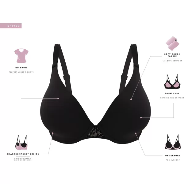 Bali Womens Comfort Revolution Soft Touch Perfect TShirt Underwire Bra Df3468BlackAlmond