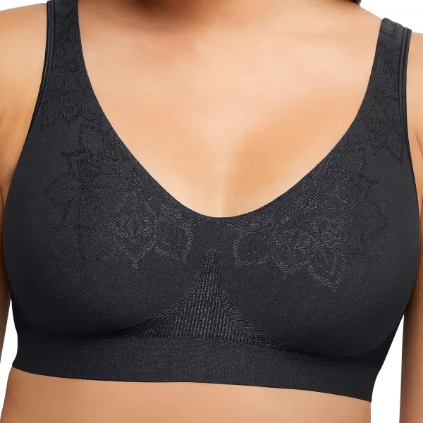 Bali Womens Comfort Revolution Wireless Bra FullCoverage TShirt Bra Retired ColorsBlack Aztec