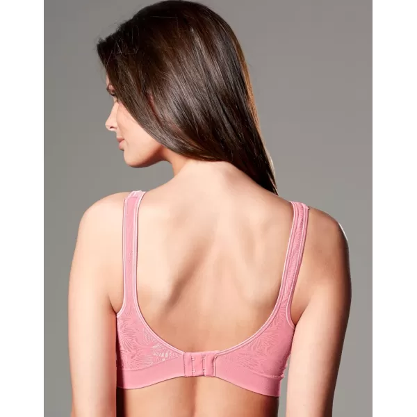 Bali Womens Comfort Revolution Wireless Bra FullCoverage TShirt Bra Retired ColorsBlushing Pink Lace