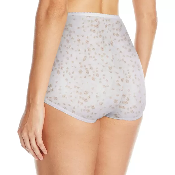 Bali Womens Skimp Skamp Panties Smoothing Stretch Brief UnderwearWhite Floral Print