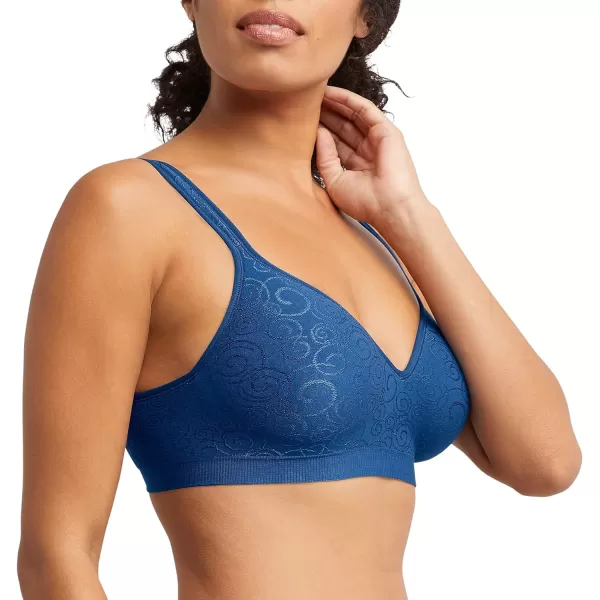 Bali womens Comfort Revolution Wireless Bra Fullcoverage Wirefree Bra Cool Comfort FabricRegal Navy Swirl