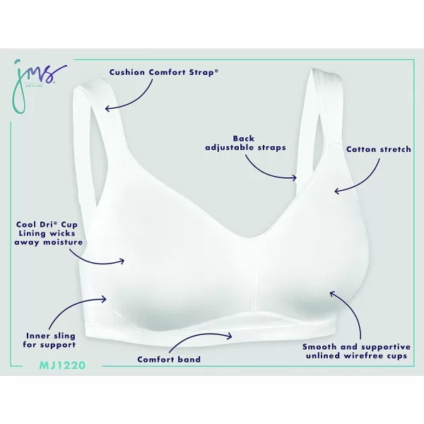 Just My Size Womens Active Lifestyle Wirefree Bra MJ1220White