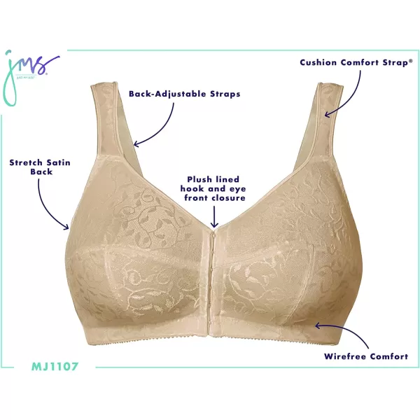 Just My Size Womens Easy On Front Close Wirefree Bra MJ1107Nude