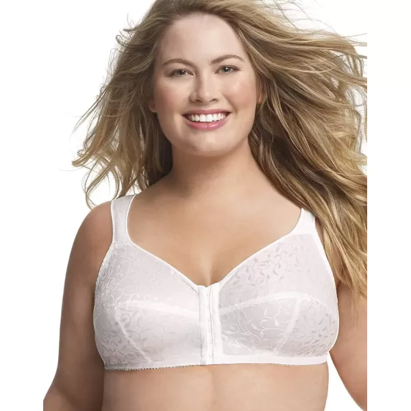 Just My Size Womens Easy On Front Close Wirefree Bra MJ1107White  2pack