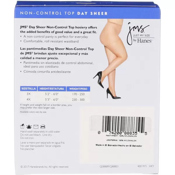 Just My Size Womens Plus Size Smooth Finish Regular Reinforced Toe Panty Hose EcoOff Black