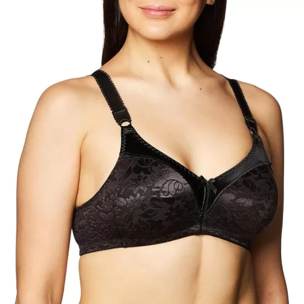 Bali Double Support Wireless Bra Lace Bra with StayinPlace Straps FullCoverage Wirefree Bra Tagless for Everyday WearBlack