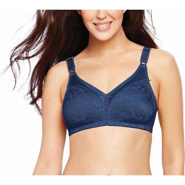 Bali Double Support Wireless Bra Lace Bra with StayinPlace Straps FullCoverage Wirefree Bra Tagless for Everyday WearIn the Navy