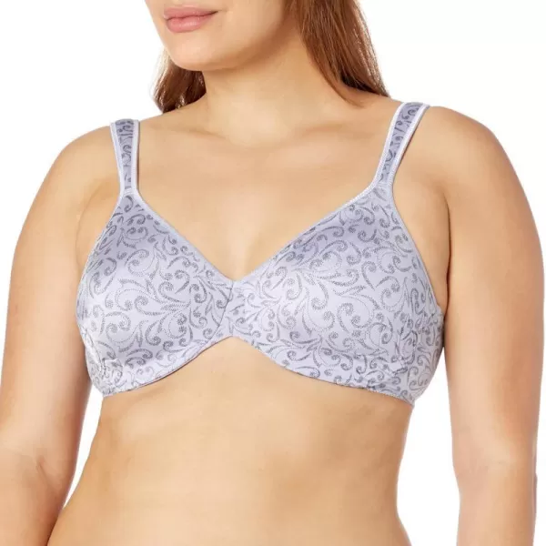 Bali Live It Up Underwire Bra Seamless Shapewear Bra with Cushioned Straps FullCoverage TShirt Bra for Everyday WearLavender MoonBlack Scroll Print