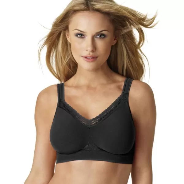 Bali Womens Comfort Revolution Wireless Bra FullCoverage TShirt Bra Retired ColorsBlack Lace