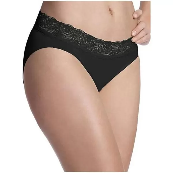 Bali Womens No Lines No Slip Bikini Panty with Lace WaistbandBlack