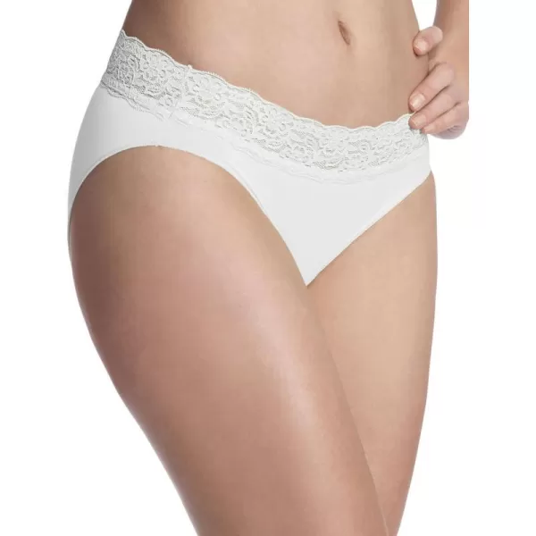 Bali Womens No Lines No Slip Bikini Panty with Lace WaistbandWhite