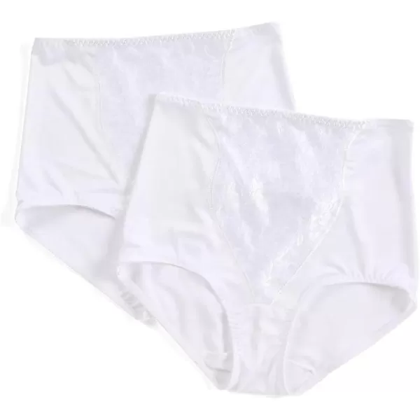 Bali Womens Shapewear Double Support Light Control Brief with Lace Fajas 2Pack DFX372White Garment