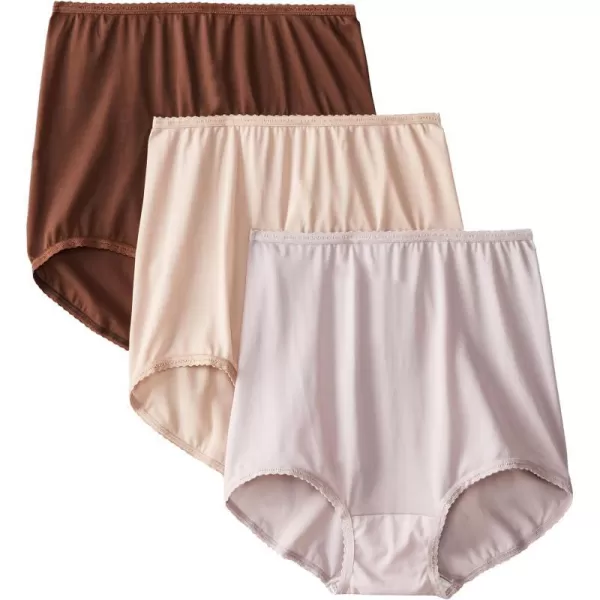 Bali Womens Skimp Skamp Brief Panty Number 2633 Pack of 3ToffeeWarm SteelChocolate Brown