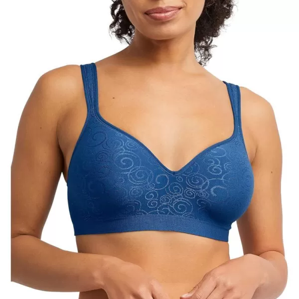 Bali womens Comfort Revolution Wireless Bra Fullcoverage Wirefree Bra Cool Comfort FabricRegal Navy Swirl