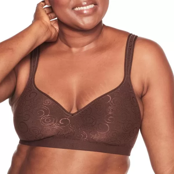 Bali womens Comfort Revolution Wireless Bra Fullcoverage Wirefree Bra Cool Comfort FabricWarm Cocoa Brown Swirl