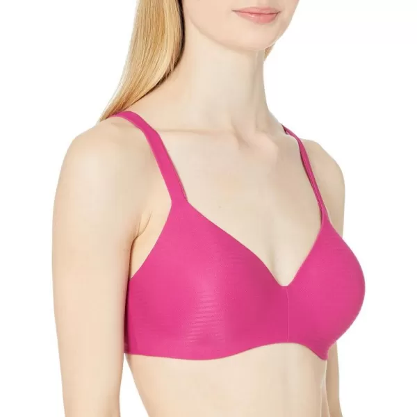 Hanes Womens Wireless MoistureWicking TShirt Bra Wirefree Convertible Bra Retired ColorsFresh Berry Micro Dot