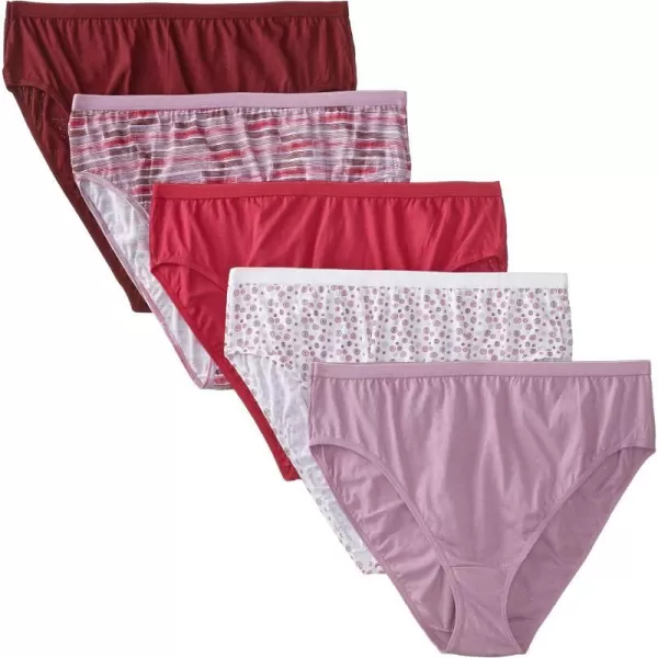 JUST MY SIZE womens 5 Pack Cotton Hi Cut Assorted PantyJUST MY SIZE womens 5 Pack Cotton Hi Cut Assorted Panty