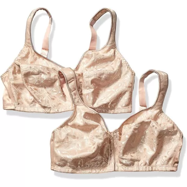 Just My Size Womens Easy On Front Close Wirefree Bra MJ1107Nude  2pack