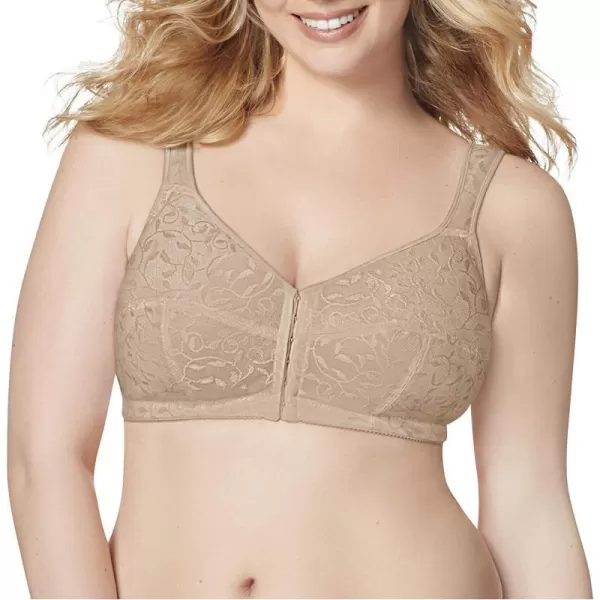 Just My Size Womens Easy On Front Close Wirefree Bra MJ1107Nude