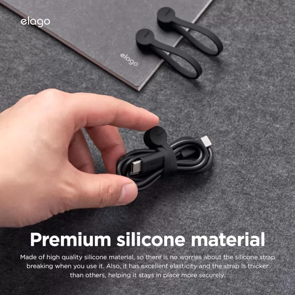 elago 3 Pack Magnetic Cable Ties Premium Silicone Cord Organizer Reusable Magnetic Cable Organizer BlackBlack