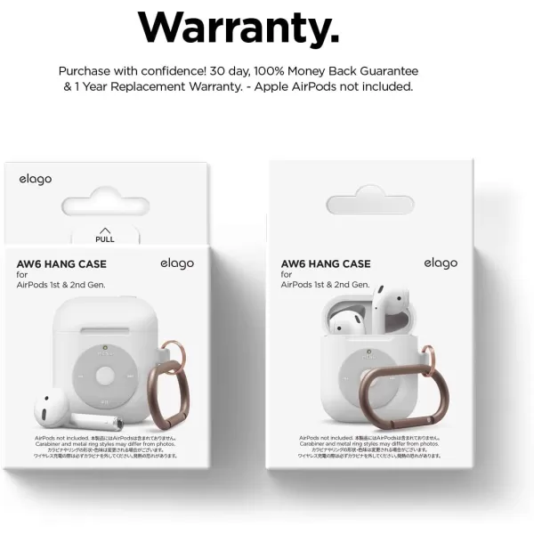 elago AW6 Case Designed for Apple AirPods Case 1  2 with Keychain Classic Music Player Design Case Durable Silicone Construction Supports Wireless Charging US Patent Registered WhiteWhite