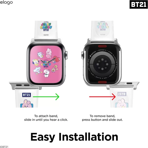 elago BT21 Band Compatible with Apple Watch Band 38mm 40mm 41mm 42mm 44mm 45mm 49mm compatible with iWatch Series Ultra2UltraSE9876SE54321 Soft Protective Strap Official MerchandiseCOOKY