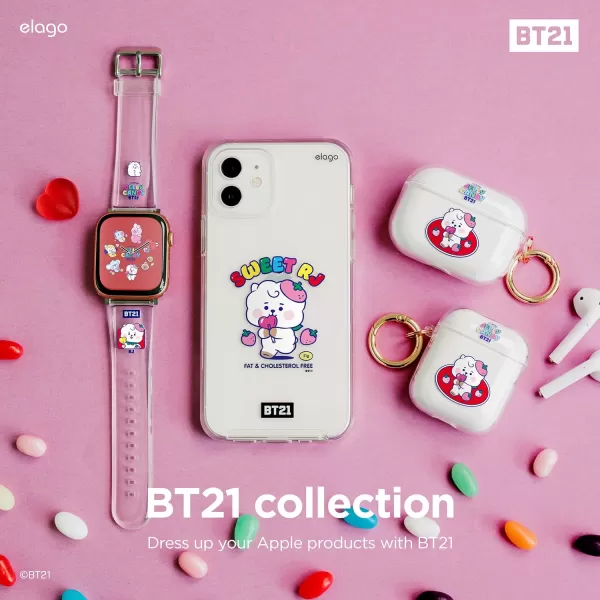 elago BT21 Band Compatible with Apple Watch Band 38mm 40mm 41mm 42mm 44mm 45mm 49mm compatible with iWatch Series Ultra2UltraSE9876SE54321 Soft Protective Strap Official MerchandiseRJ