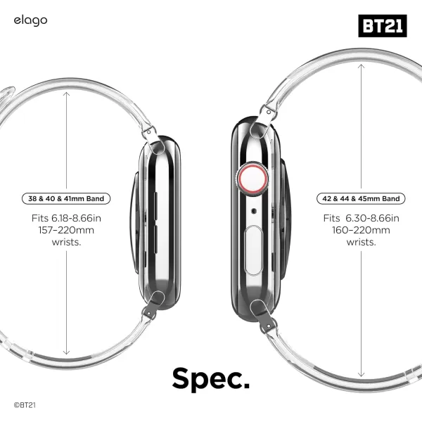 elago BT21 Band Compatible with Apple Watch Band 38mm 40mm 41mm 42mm 44mm 45mm 49mm compatible with iWatch Series Ultra2UltraSE9876SE54321 Soft Protective Strap Official MerchandiseRJ