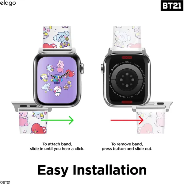 elago BT21 Band Compatible with Apple Watch Band 38mm 40mm 41mm 42mm 44mm 45mm 49mm compatible with iWatch Series Ultra2UltraSE9876SE54321 Soft Protective Strap Official Merchandise7 FLAVORS