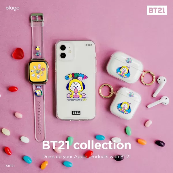 elago BT21 Band Compatible with Apple Watch Band 38mm 40mm 41mm 42mm 44mm 45mm 49mm compatible with iWatch Series Ultra2UltraSE9876SE54321 Soft Protective Strap Official MerchandiseCHIMMY