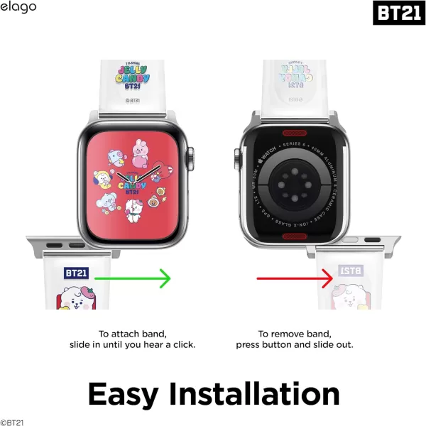 elago BT21 Band Compatible with Apple Watch Band 38mm 40mm 41mm 42mm 44mm 45mm 49mm compatible with iWatch Series Ultra2UltraSE9876SE54321 Soft Protective Strap Official MerchandiseRJ