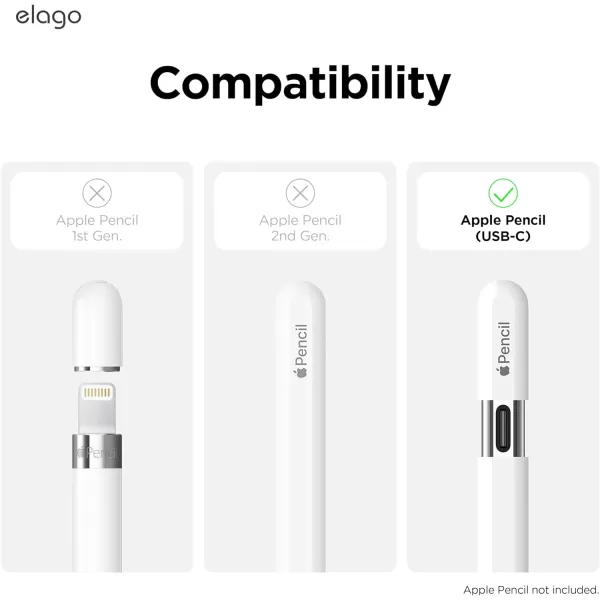 elago Classic Pencil Case Compatible with Apple Pencil USBC Perfect Grip Protective Skin Silicone Sleeve Supports Magnetic Attachment BlackBlack