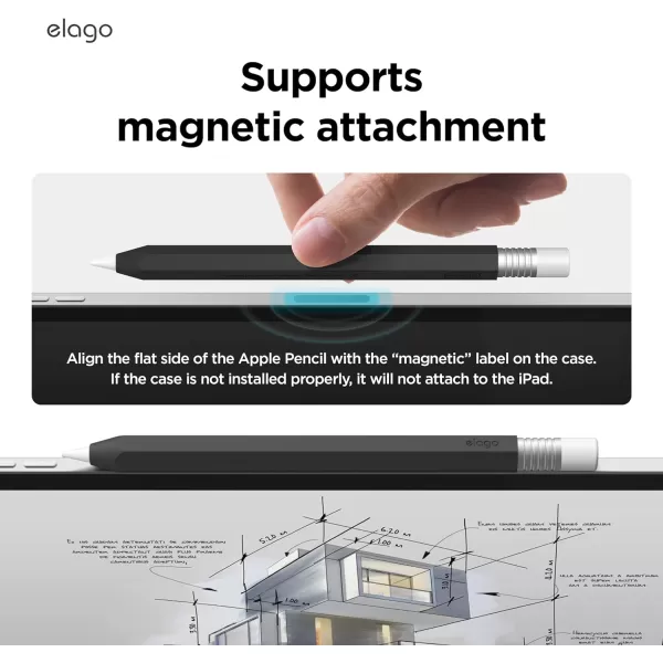 elago Classic Pencil Case Compatible with Apple Pencil USBC Perfect Grip Protective Skin Silicone Sleeve Supports Magnetic Attachment BlackBlack