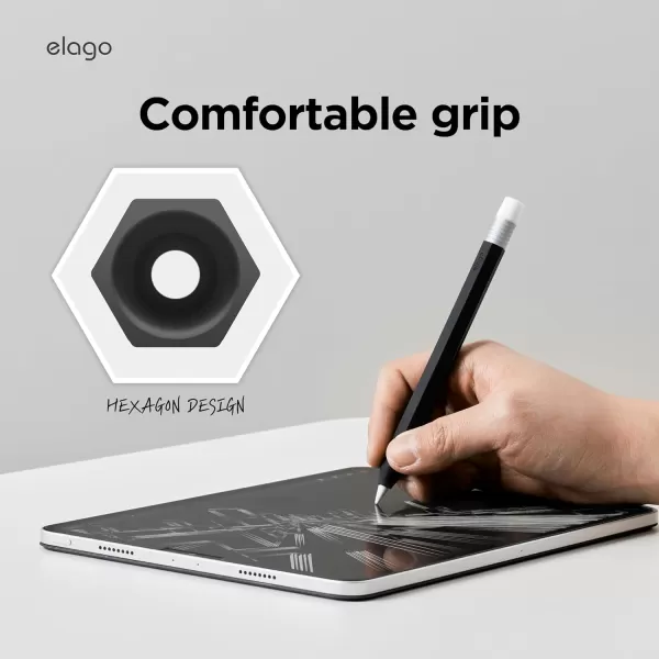 elago Classic Pencil Case Compatible with Apple Pencil USBC Perfect Grip Protective Skin Silicone Sleeve Supports Magnetic Attachment BlackBlack