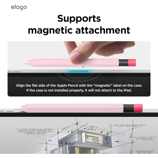 elago Classic Pencil Case Compatible with Apple Pencil USBC Perfect Grip Protective Skin Silicone Sleeve Supports Magnetic Attachment BlackLovely Pink