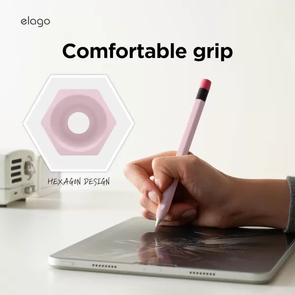 elago Classic Pencil Case Compatible with Apple Pencil USBC Perfect Grip Protective Skin Silicone Sleeve Supports Magnetic Attachment BlackLovely Pink