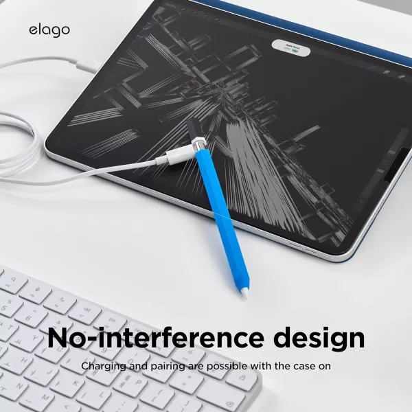 elago Classic Pencil Case Compatible with Apple Pencil USBC Perfect Grip Protective Skin Silicone Sleeve Supports Magnetic Attachment BlueBlue