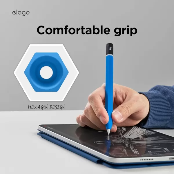 elago Classic Pencil Case Compatible with Apple Pencil USBC Perfect Grip Protective Skin Silicone Sleeve Supports Magnetic Attachment BlueBlue