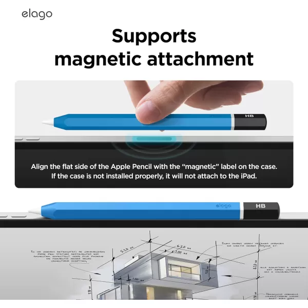 elago Classic Pencil Case Compatible with Apple Pencil USBC Perfect Grip Protective Skin Silicone Sleeve Supports Magnetic Attachment BlueBlue