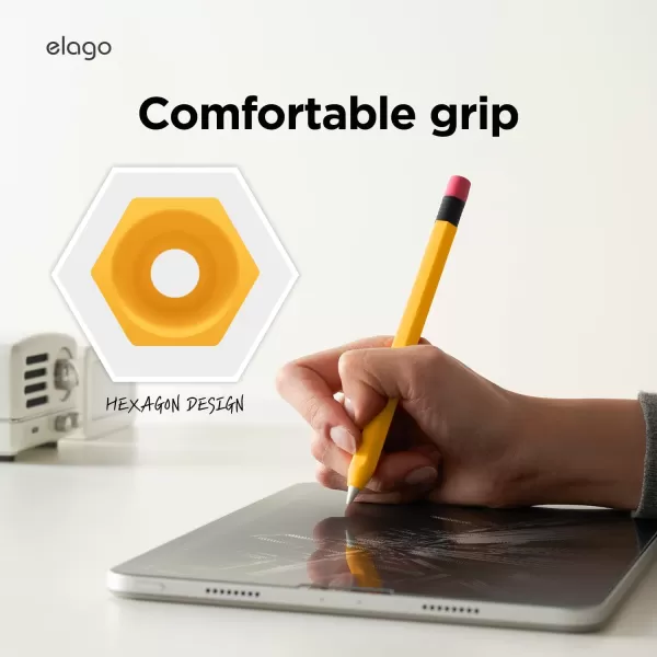 elago Classic Pencil Case Compatible with Apple Pencil USBC Perfect Grip Protective Skin Silicone Sleeve Supports Magnetic Attachment BlueYellow