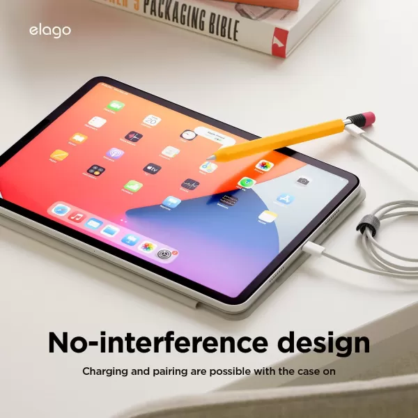 elago Classic Pencil Case Compatible with Apple Pencil USBC Perfect Grip Protective Skin Silicone Sleeve Supports Magnetic Attachment BlueYellow