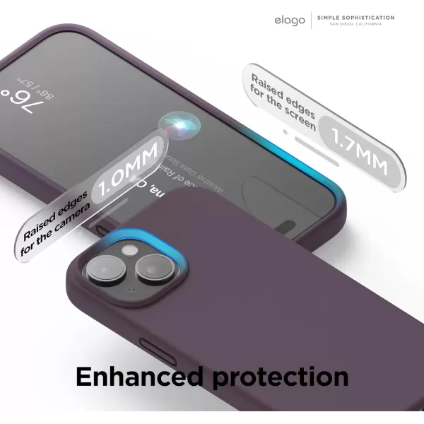 elago Compatible with iPhone 15 Case Liquid Silicone Case Full Body Protective Cover Shockproof Slim Phone Case AntiScratch Soft Microfiber Lining 61 inch Light BlueDeep Purple