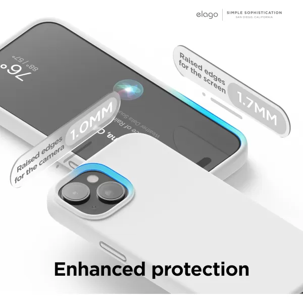 elago Compatible with iPhone 15 Case Liquid Silicone Case Full Body Protective Cover Shockproof Slim Phone Case AntiScratch Soft Microfiber Lining 61 inch Light BlueWhite