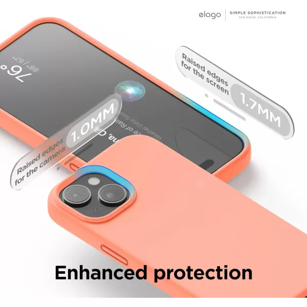 elago Compatible with iPhone 15 Case Liquid Silicone Case Full Body Protective Cover Shockproof Slim Phone Case AntiScratch Soft Microfiber Lining 61 inch Light BlueSalmon