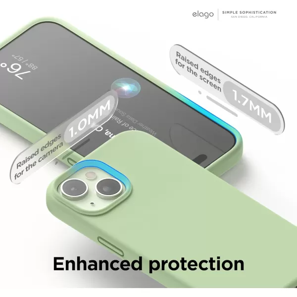 elago Compatible with iPhone 15 Case Liquid Silicone Case Full Body Protective Cover Shockproof Slim Phone Case AntiScratch Soft Microfiber Lining 61 inch PinkPastel Green