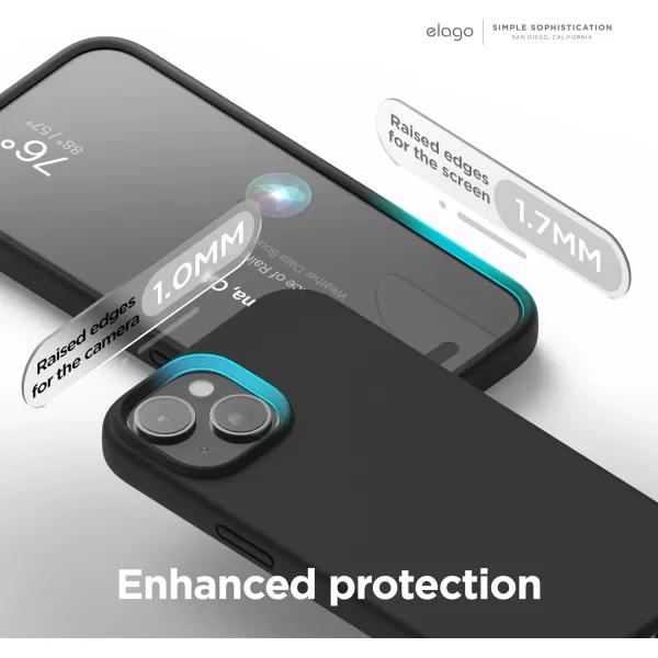 elago Compatible with iPhone 15 Case Liquid Silicone Case Full Body Protective Cover Shockproof Slim Phone Case AntiScratch Soft Microfiber Lining 61 inch Light BlueBlack