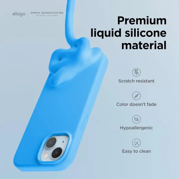 elago Compatible with iPhone 15 Case Liquid Silicone Case Full Body Protective Cover Shockproof Slim Phone Case AntiScratch Soft Microfiber Lining 61 inch PinkOcean Blue