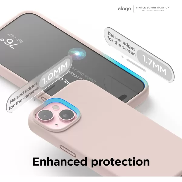 elago Compatible with iPhone 15 Case Liquid Silicone Case Full Body Protective Cover Shockproof Slim Phone Case AntiScratch Soft Microfiber Lining 61 inch Light BlueLovely Pink