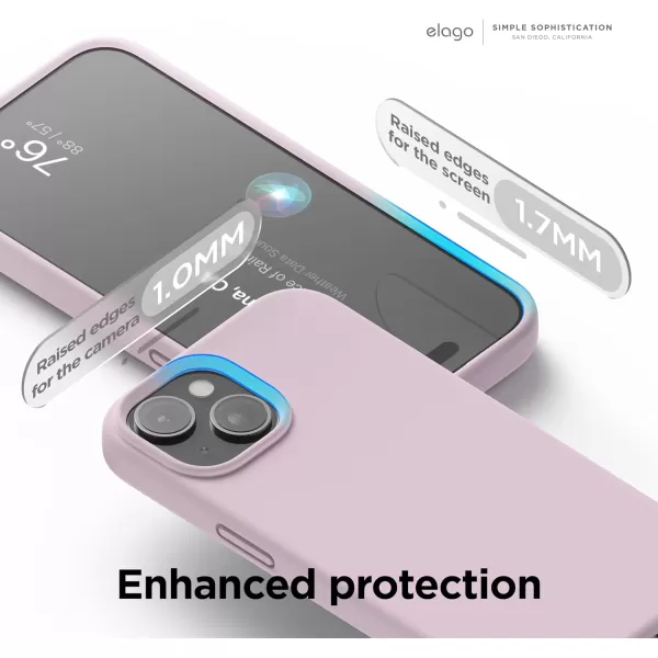 elago Compatible with iPhone 15 Case Liquid Silicone Case Full Body Protective Cover Shockproof Slim Phone Case AntiScratch Soft Microfiber Lining 61 inch PinkLight Lilac