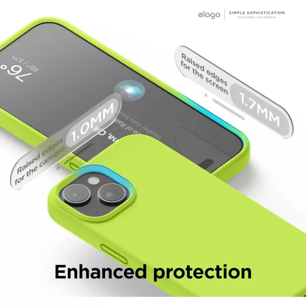 elago Compatible with iPhone 15 Case Liquid Silicone Case Full Body Protective Cover Shockproof Slim Phone Case AntiScratch Soft Microfiber Lining 61 inch Light BlueLime Green